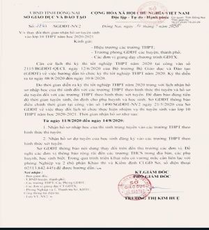 Đổi thời gian nhận hồ sơ tuyển sinh vào lớp 10