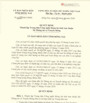 Thành lập Trung tâm Công nghệ thông tin tỉnh