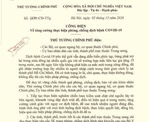 Thủ tướng Chính phủ yêu cầu thực hiện nghiêm công tác phòng chống dịch Covid-19