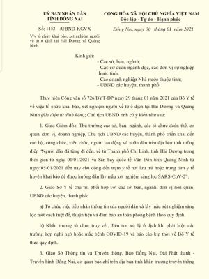 Tổ chức tiếp nhận thông  tin khai báo người về từ ổ dịch tại Hải Dương và Quảng Ninh