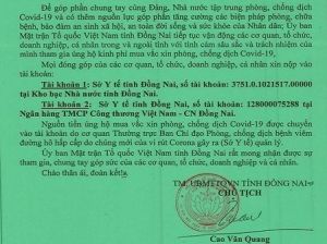 Vận động toàn dân tham gia ủng hộ kinh phí mua vắc xin phòng, chống dịch bệnh Covid-19