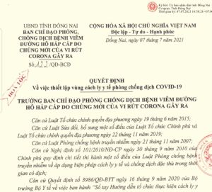 Thiểt lập 10 vùng cách ly y tế phòng, chống dich Covid-19 trên địa bàn TP.Biên Hòa