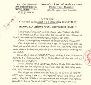 Tiếp tục phong tỏa thêm 7 khu vực của TP.Biên Hòa để chống dịch COVID-19