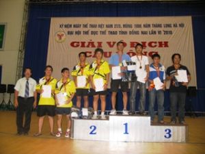 2010年同奈省第六届运动会羽毛球冠军赛结束：奖励结构评分给各队。