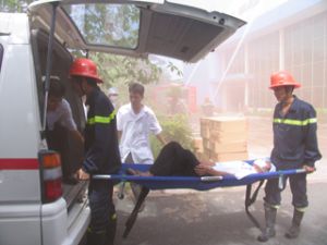 Fire-fighting rehearsal at enterprises