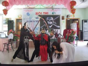 Long Thanh female team won first prize for collective and individuals in the contest on propagandizing environment protection