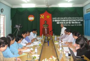 Huynh Dam-Member of Vietnam Communist Party Central Committee and The Chairman of Vietnam Fatherland Front Central Committee pays a working visit to Dongnai.