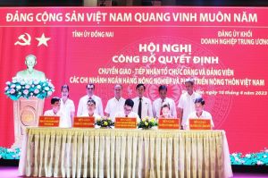 Chuyển giao tổ chức Đảng và đảng viên về Đảng bộ Ngân hàng NN-PTNT Việt Nam