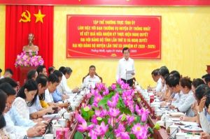 Tập thể Thường trực Tỉnh ủy làm việc với  Ban Thường vụ Huyện ủy Thống Nhất