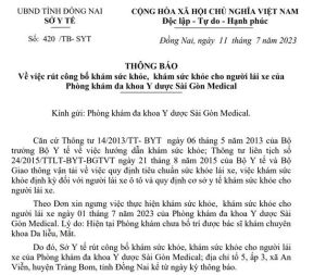 Phòng khám tư nhân thứ 7 bị rút công bố khám sức khỏe, khám sức khỏe cho người lái xe