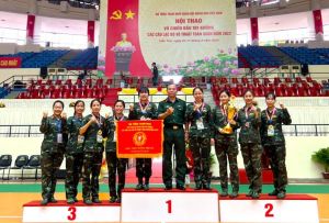 Bộ CHQS tỉnh đoạt giải nhất toàn quân Câu lạc bộ Võ chiến đấu tay không đồng đội nữ