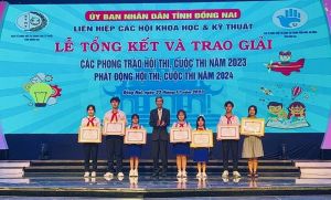Nhóm học sinh Trường Tiểu học Nguyễn Thái Học, TP.Biên Hòa đoạt giải Ba tại Cuộc thi Sáng tạo thanh thiếu niên, nhi đồng toàn quốc năm 2023