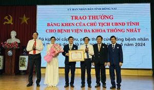 Bệnh viện Đa khoa Thống Nhất nhận bằng khen của Chủ tịch UBND tỉnh