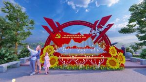 Trang trí cụm hoa xuân mừng Đảng, mừng Xuân Ất Tỵ 2025