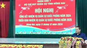 Đồng chí Quản Minh Cường chỉ đạo hội nghị tổng kết quân sự quốc phòng