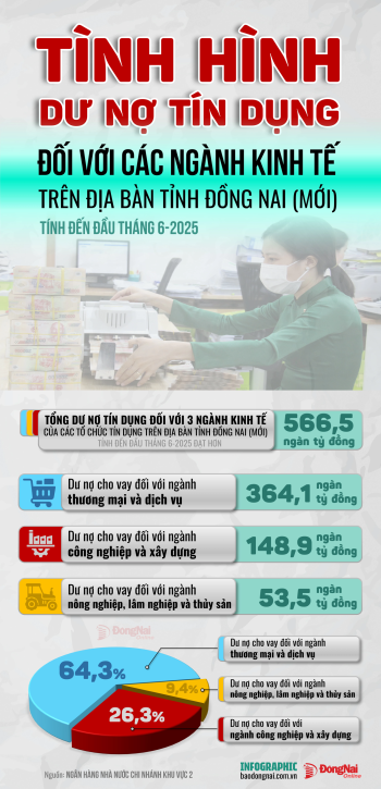 [Infographic] Cơ cấu tín dụng các ngành kinh tế trên địa bàn tỉnh Đồng Nai hiện tại ra sao?