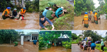 Công an phường Bình Lộc: Khẩn trương hỗ trợ người dân ứng phó ngập lụt