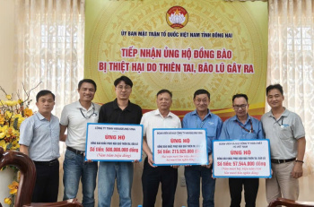 Hai doanh nghiệp tại Nhơn Trạch vận động đóng góp hơn 773 triệu đồng ủng hộ đồng bào miền Trung bị ảnh hưởng bãolũ