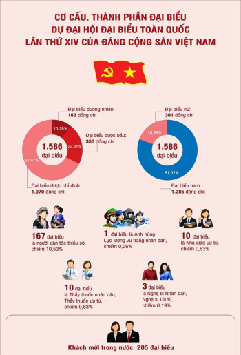 [Infographic] Cơ cấu, thành phần đại biểu dự Đại hội XIV của Đảng