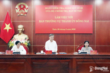 Đoàn kiểm tra, giám sát số 22 của Bộ Chính trị, Ban Bí thư làm việc với Ban Thường vụ Thành ủy Đồng Nai (đợt 2)