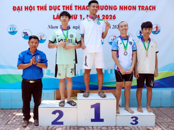 Phường Nhơn Trạch trao 88 huy chương tại Giải bơi lội - Đại hội Thể dục thể thao lần thứ I năm 2026