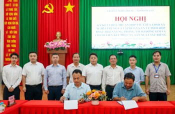 Xã Nghĩa Trung ký kết hợp tác phát triển sầu riêng