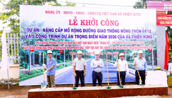 Thiện Hưng phát động phong trào thi đua đặc biệt 500 ngày đêm và khởi công công trình nâng cấp, mở rộng đường giao thông nông thôn ấp 12