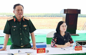 Kiểm tra vị trí chuẩn bị tổng duyệt và tổ chức Lễ Triển khai tìm kiếm, quy tập hài cốt liệt sĩ tại khu vực xã Minh Đức