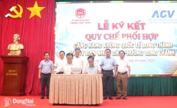 Phường Long Thành và Cảng hàng không quốc tế Long Thành ký kết quy chế phối hợp phục vụ khai thác Sân bay Long Thành