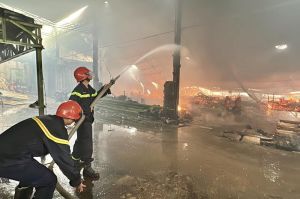 Điều tra nguyên nhân vụ cháy tại một cơ sở gỗ ở phường Tân Hòa