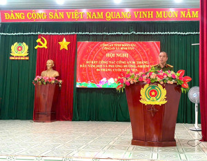 CÔNG AN XÃ BÌNH TÂN TỔ CHỨC HỘI NGHỊ SƠ KẾT CÔNG TÁC CÔNG AN 6 THÁNG ĐẦU NĂM 2025