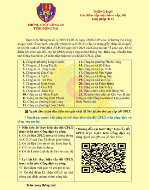 THÔNG BÁO 23 ĐIỂM CẤP, ĐỔI GPLX; CÁCH THỰC HIỆN CẤP, ĐỔI GPLX TRỰC TUYẾN