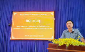 BAN THƯỜNG VỤ ĐẢNG ỦY XÃ TỔ CHỨC LẤY Ý KIẾN ĐÓNG GÓP BÁO CÁO KIỂM ĐIỂM BAN THƯỜNG VỤ NĂM 2025