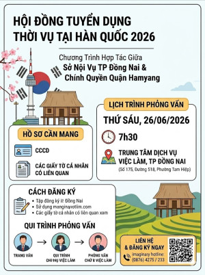 THÔNG BÁO LỊCH PHỎNG VẤN CHÍNH THỨC LAO ĐỘNG THỜI VỤ HÀN QUỐC 2026