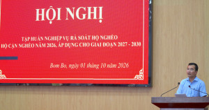 Bom Bo tập huấn nghiệp vụ rà soát hộ nghèo, hộ cận nghèo năm 2026