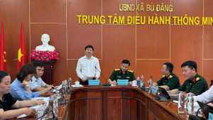 Chủ tịch UBND xã Bù Đăng - Nguyễn Thanh Tùng phát biểu tại buổi hợp tác