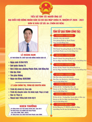 Tiểu sử tóm tắt ứng cử viên đại biểu HĐND xã nhiệm kỳ 2026–2031