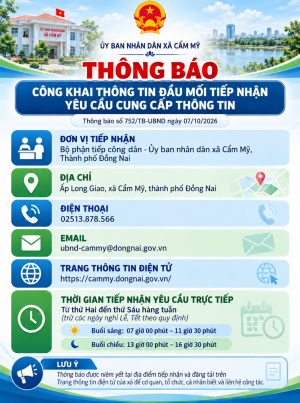 Xã Cẩm Mỹ công khai thông tin đầu mối tiếp nhận yêu cầu ...