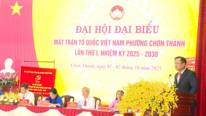 Toàn văn bài phát biểu của Bí thư Đảng uỷ phường Chơn Thành Nguyễn Minh Bình tại Đại hội đại biểu Mặt trận Tổ quốc phường Chơn Thành lần thứ I nhiệm kỳ 2025-2030