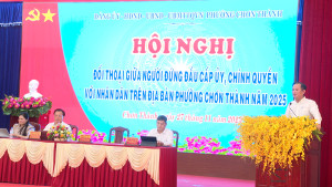 Bài phát biểu chỉ đạo của đồng chí Bí thư  Đảng ủy phường tại Hội nghị đối thoại giữa người đứng đầu cấp ủy, chính quyền với nhân dân năm 2025