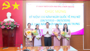 UBND PHƯỜNG CHƠN THÀNH HỌP MẶT KỶ NIỆM 116 NĂM NGÀY QUỐC TẾ PHỤ NỮ (8/3/1910-8/3/2026)