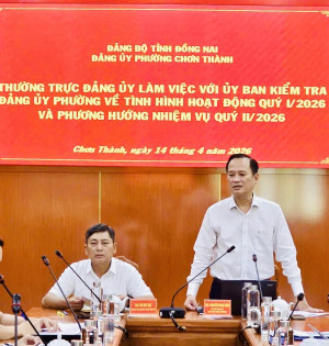 THƯỜNG TRỰC ĐẢNG ỦY LÀM VIỆC VỚI ỦY BAN KIỂM TRA ĐẢNG ỦY PHƯỜNG VỀ TÌNH HÌNH HOẠT ĐỘNG QUÝ I/2026 VÀ PHƯƠNG HƯỚNG NHIỆM VỤ QUÝ II/2026