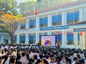 CÔNG AN PHƯỜNG CHƠN THÀNH: TUYÊN TRUYỀN, VỀ PCCC & CNCH CHO GIÁO VIÊN, HỌC SINH