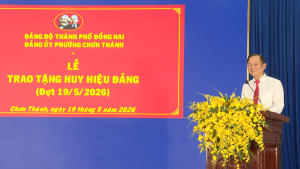PHÁT BIỂU CỦA BÍ THƯ ĐẢNG ỦY PHƯỜNG CHƠN THÀNH TẠI LỄ TRAO TẶNG HUY HIỆU 60, 55, 45, 40 VÀ 30 NĂM TUỔI ĐẢNG