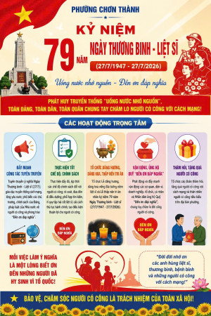 PHƯỜNG CHƠN THÀNH TỔ CHỨC CÁC HOẠT ĐỘNG KỶ NIỆM 79 NĂM NGÀY THƯƠNG BINH – LIỆT SĨ (27/7/1947 – 27/7/2026)