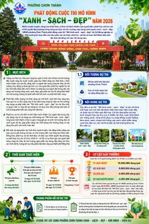 CHƠN THÀNH: PHÁT ĐỘNG CUỘC THI MÔ HÌNH “XANH – SẠCH – ĐẸP” NĂM 2026