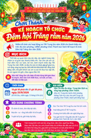 CHƠN THÀNH: KẾ HOẠCH TỔ CHỨC ĐÊM HỘI TRĂNG RẰM NĂM 2026