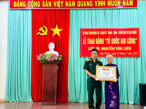 Lãnh đạo Bộ Chỉ huy Quân sự  tỉnh  Đồng Nai: Trao Bằng "Tổ quốc ghi công" đối với liệt sĩ Nguyễn Văn Liên