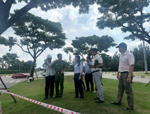 Công an xã Đại Phước khảo sát thực địa phục vụ tổ chức văn nghệ, bắn pháo hoa chào mừng Quốc khánh nước CHXHCN Việt Nam