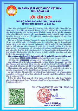 Lời kêu gọi Ủng hộ Đồng bào các tỉnh, Thành phố bị thiệt hại do mưa lũ gây ra
